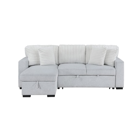 Global Furniture Usa Transitional Fabric U0204 Light Grey /White Pull Out Sofa Bed 5038